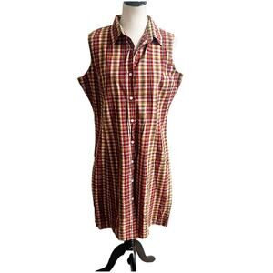 Cascade Classics Vintage Size XL Gingham Dress Multicolor Knee Length Collared